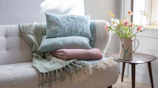 Cow parsley-inspired cushions and throws, part of the 2026 spring/summer collection